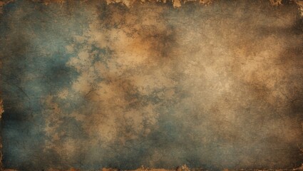 Poster - textured vintage background in earthy tones with blue accents and a worn edge for use in design and presentations