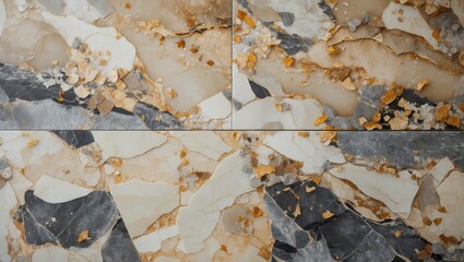 Poster - Abstract textured background of natural stone tiles with gold flecks and mixed gray cream colors