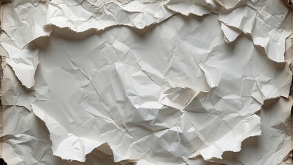 Poster - Crumpled white paper texture background with visible creases and folds suitable for design projects and presentations.