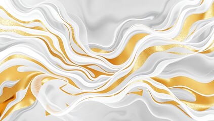 Poster - Elegant abstract image depicting flowing ribbons of gold and white
