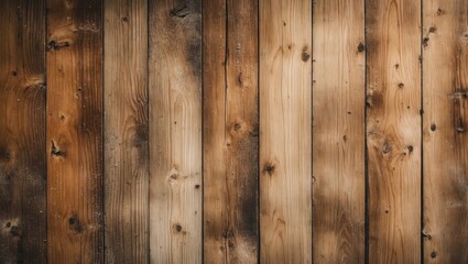 Wall Mural - Wooden wall planks in various shades of brown with natural grain patterns for use as a background or texture in design projects