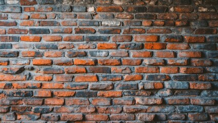 Poster - Textured vintage red and gray brick wall background with uneven surfaces and weathered appearance