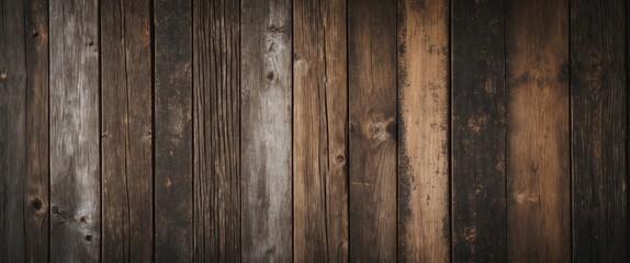 Poster - Textured wooden planks of various shades arranged vertically in a seamless pattern suitable for backgrounds and interior design