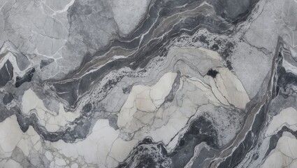 Poster - Gray and white marble texture with fluid patterns and natural veining in a seamless design for background or surface use.