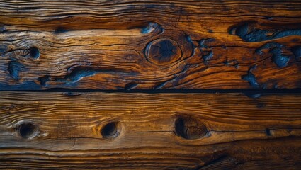 Poster - detailed close-up of weathered wooden planks with rich texture and grain patterns showcasing natural