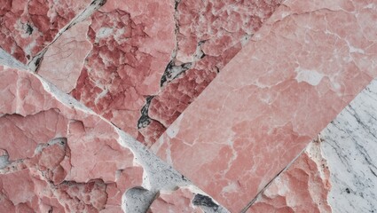 Poster - Textured surface of pink and white marble showing natural patterns and variations in color and texture