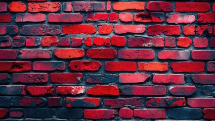 Poster - Red brick wall texture with variations in color and weathering for background or architectural design use