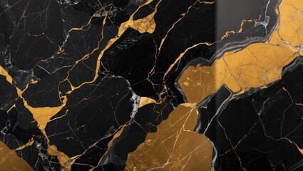 Poster - Black marble texture with gold veining high resolution design background
