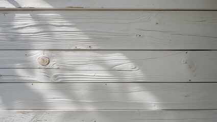 Poster - White wooden wall texture with natural grain patterns and soft shadows enhancing the surface details