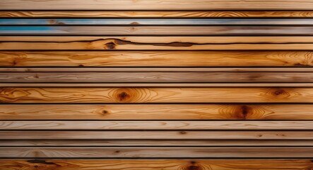 Wall Mural - Wooden wall texture with smooth horizontal planks displaying natural grain patterns and warm brown tones, suitable for backgrounds and surfaces.