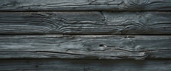 Poster - Close-up of weathered old wooden planks with visible grain patterns and texture in shades of gray and brown