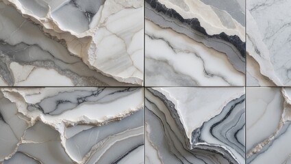 Poster - Marble texture background with grey and white waves in a tile pattern suitable for interior design and architecture projects.