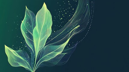 Poster - Artistic depiction of abstract foliage with green and blue hues