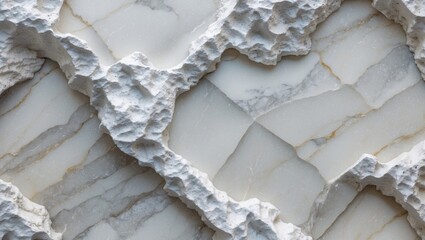 Poster - White marble texture with rough edges and subtle gray veins in a natural stone background design