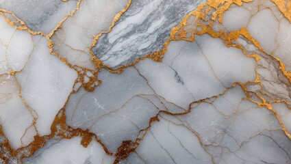 Poster - Gray and white marble texture with golden veins detailed surface background
