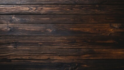 Poster - Dark wooden texture background with natural grain pattern and knots in a rustic style. Perfect for various design projects and presentations.