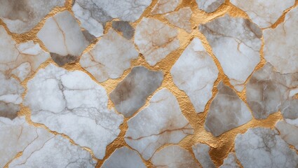 Aufkleber - Marble texture with gold accents featuring irregular shapes in gray and white color tones suitable for backgrounds and design projects
