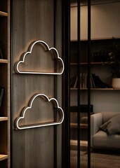 Sticker - Modern Metal Wall Decor With Cloud Design for Stylish Interiors. Generative AI