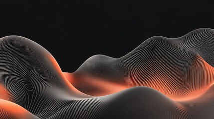 Poster - Abstract lines forming curved hills with warm orange glow