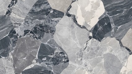 Poster - Gray marble texture background with mixed dark and light stone fragments in abstract pattern