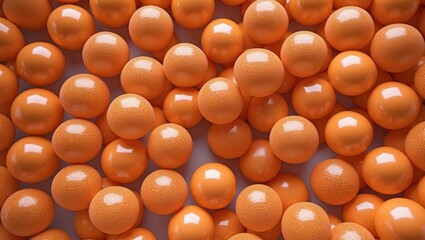 Poster - Orange textured and glossy spheres arranged randomly on a white surface in a close-up view.