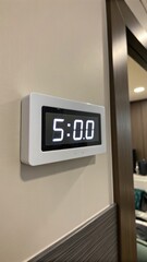 Sticker - Modern Wall Clock Displaying Five O'clock in a Stylish Setting. Generative AI