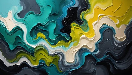 Poster - Colorful abstract artwork depicts fluid textures and vibrant color palette