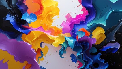 Poster - Bright and Colorful Paint Spills and Splashes in an Abstract Design