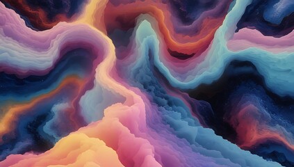 Poster - Abstract depiction of layered colorful swirling shapes and textures
