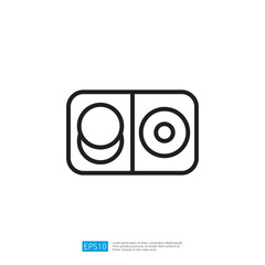 Poster - Minimalist Icon Graphic Illustration of Two Circular Shapes in Black and White Design with Clean Lines and Geometric Elements