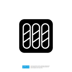 Poster - Geometric Black and White Icon Symbol with Vertical Lines and Rounded Corners for Modern Graphic Design