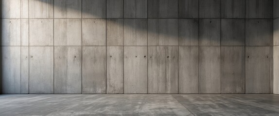 Poster - abstract concrete wall interior with textured surface and natural light creating shadows in an indus