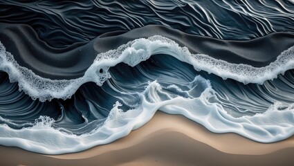 Poster - Abstract ocean waves with textured black sand creating a serene and premium backdrop ideal for wallpapers, banners, and posters.