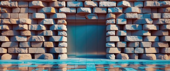Poster - Natural stone wall texture with abstract seamless pattern ideal for designers focusing on architectural and interior design concepts.