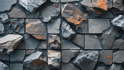 Poster - Textured Rock Floor Tile Background with Irregular Stones and Earthy Tones Ideal for Design and Architecture Projects