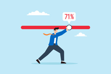 Poster - Flat illustration businessman push progress bar symbolizing effort to finish work in deadline
