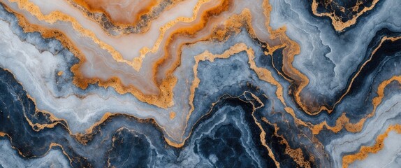 Poster - Elegant Blue and Gold Marble Texture Background with High Resolution Abstract Design