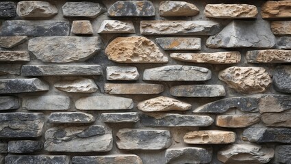 Poster - Textured Stone Wall Background with Varied Shapes and Colors Ideal for Rustic or Industrial Design Themes