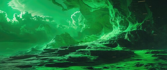 Poster - vibrant abstract green textured landscape background for artistic and creative projects. ideal for d