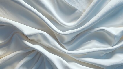 Poster - elegant white fabric texture background with soft flowing waves for design and decor purposes. ideal