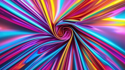 Poster - Colorful abstract swirl pattern of shiny fabric or foil in vibrant hues of pink, purple, blue and yellow creating a dynamic visual effect