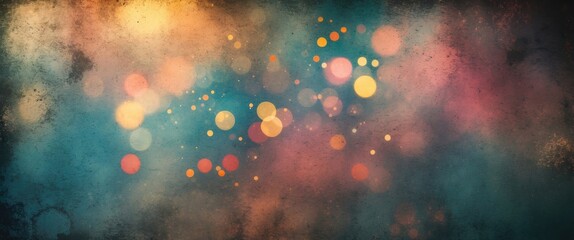 Poster - Colorful bokeh abstract background with soft blurred lights and textured surface in shades of orange, blue and pink for digital use