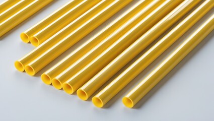 Poster - yellow parallel tubes arranged neatly for design projects and creative experiments, showcasing vibra