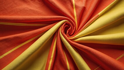 Poster - Colorful swirling fabric with orange and yellow stripes, showcasing textile texture and pattern design.