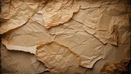 Aufkleber - Crumpled and wrinkled brown paper texture background for design and artistic purposes
