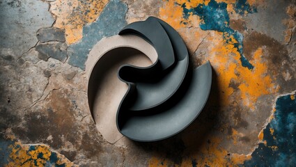 Poster - abstract shapes and textures on a weathered surface with vibrant color contrasts and organic forms i