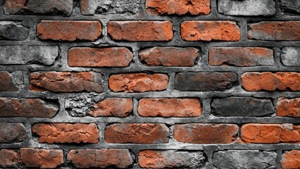 Aufkleber - Red and gray brick wall texture with uneven surface and weathered appearance for background design use