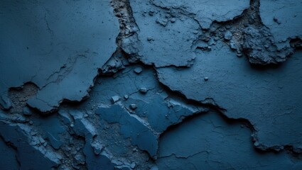 Poster - textured abstract dark blue cement surface with cracks creating a rugged and contemporary background