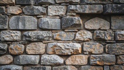 Aufkleber - Stone wall texture with varying sizes and colors of natural stones forming a rustic pattern suitable for architectural backgrounds