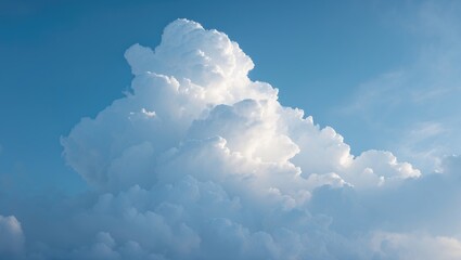 Poster - Fluffy white cumulus clouds against a bright blue sky creating a serene natural background in a clear atmosphere
